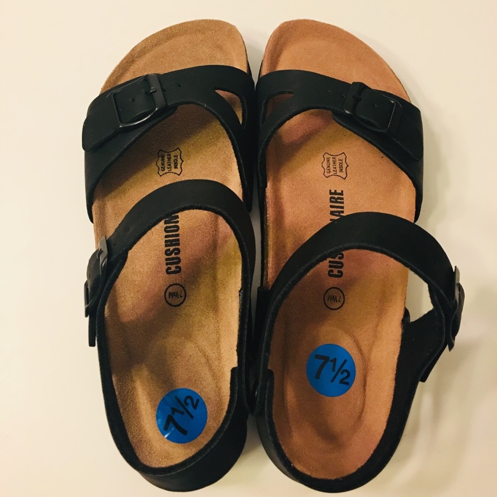 Cushionaire Black Sandals Size 7.5 New without box